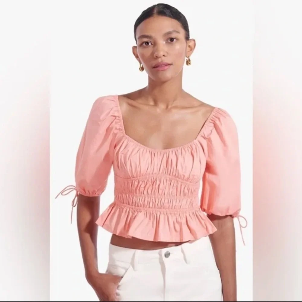Staud Cotton Poplin Puff-Sleeve Faye Top
